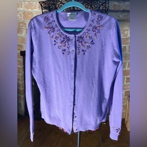 George Lavender Women's Cardigan with Floral Embellishments
